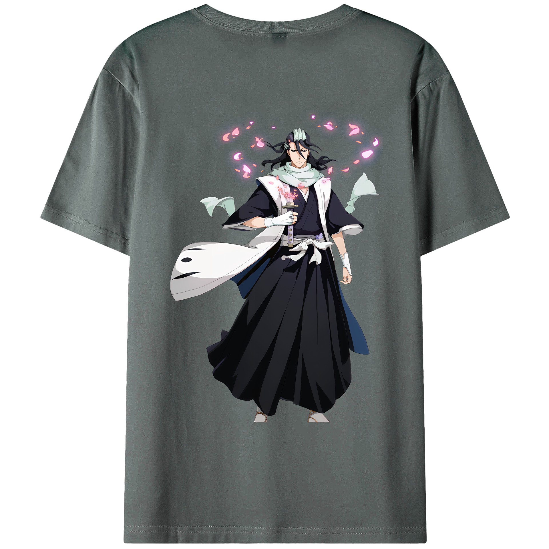 （画像用） ブリーチ くちき びゃくや BLEACH Kuchiki Byakuya 綿100％ メンズ半袖Tシャツ（バックプリント） 通気性